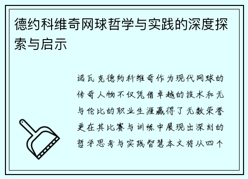 德约科维奇网球哲学与实践的深度探索与启示